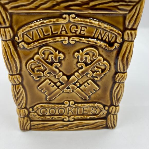 Vintage Village Inn Ceramic Faux Wood Cookie Jar 1762 Ship Building Nautical - Picture 11 of 13